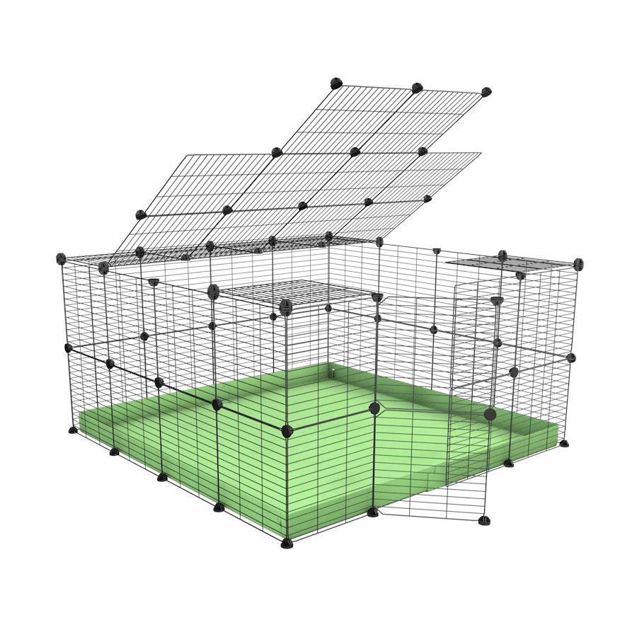 A 4x4 C&C rabbit cage with top and safe small mesh grids green pistachio coroplast by kavee USA