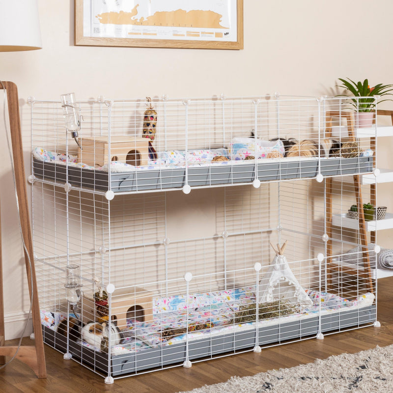White Double Stacked 4x2 Two Tier C And C Cage Guinea Pigs Kavee C C white-double-stacked-4x2-two-tier-c-and-c-cage-guinea-pigs-kavee-c-c