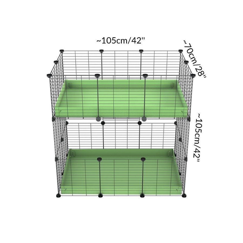 Size of A two tier 3x2 c&c cage for guinea pigs with two levels green pastel correx baby safe grids by brand kavee in the USA