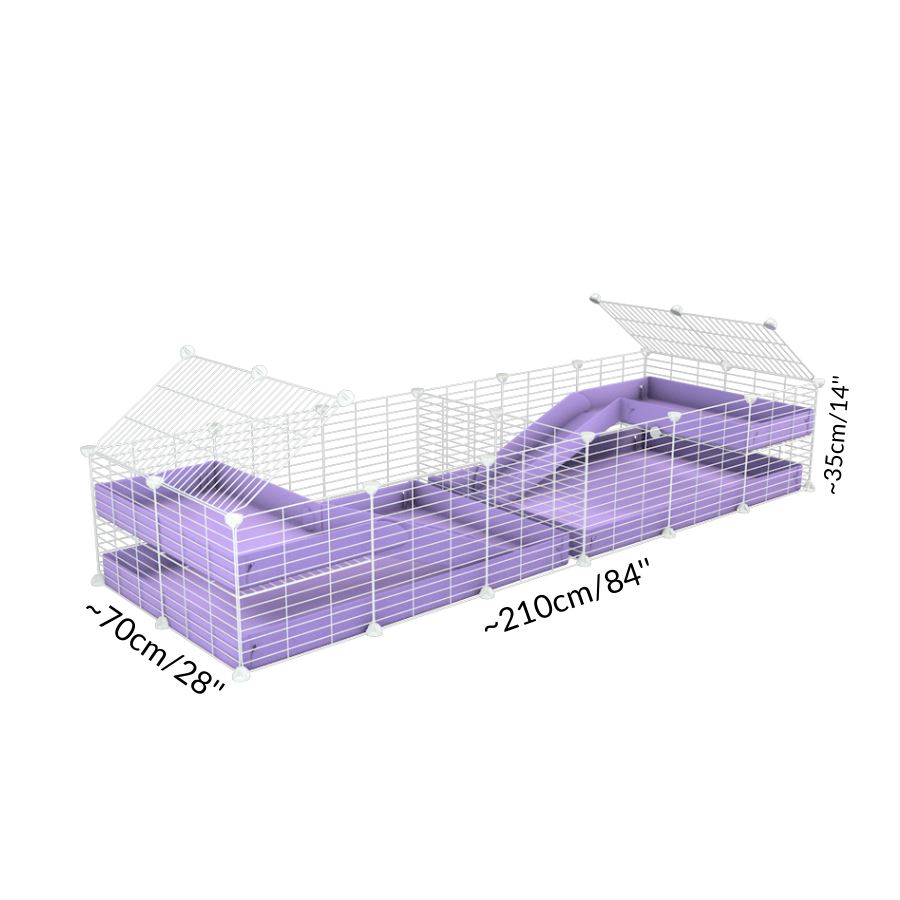 Size and dimension of a 6x2 white C&C cage with divider loft ramp for guinea pigs fighting or quarantine from brand kavee