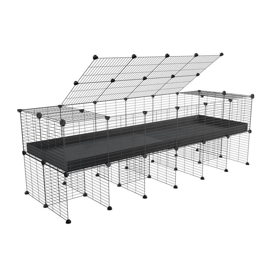 a 6x2 C&C cage for guinea pigs with a stand and a top black plastic safe grids by kavee