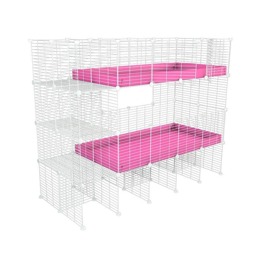 White Two Tier 4x2 C&C Cage with Stand & Storage