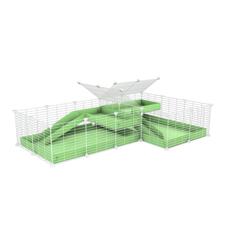 White L-Shape 6x2 C&C Cage with Divider & Loft