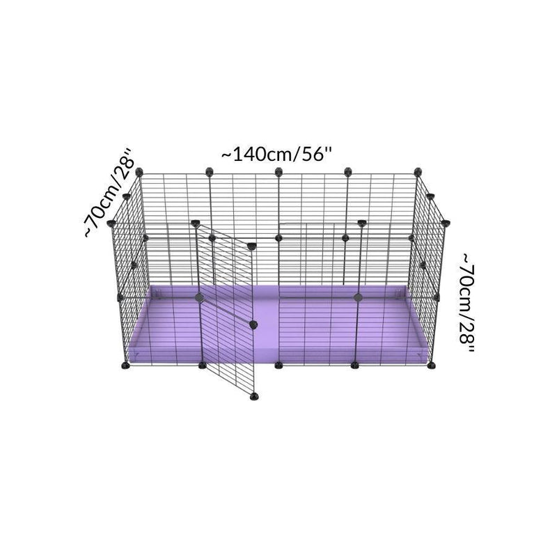 Dimensions of A 4x2 C&C rabbit cage with safe small meshing baby bars grids and purple coroplast by kavee USA