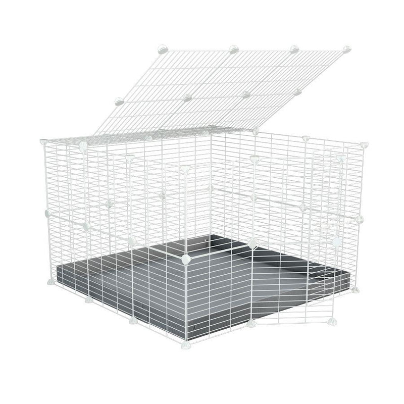 A 3x3 C and C rabbit cage with a lid and safe small size baby proof white grids and gray coroplast by kavee USA