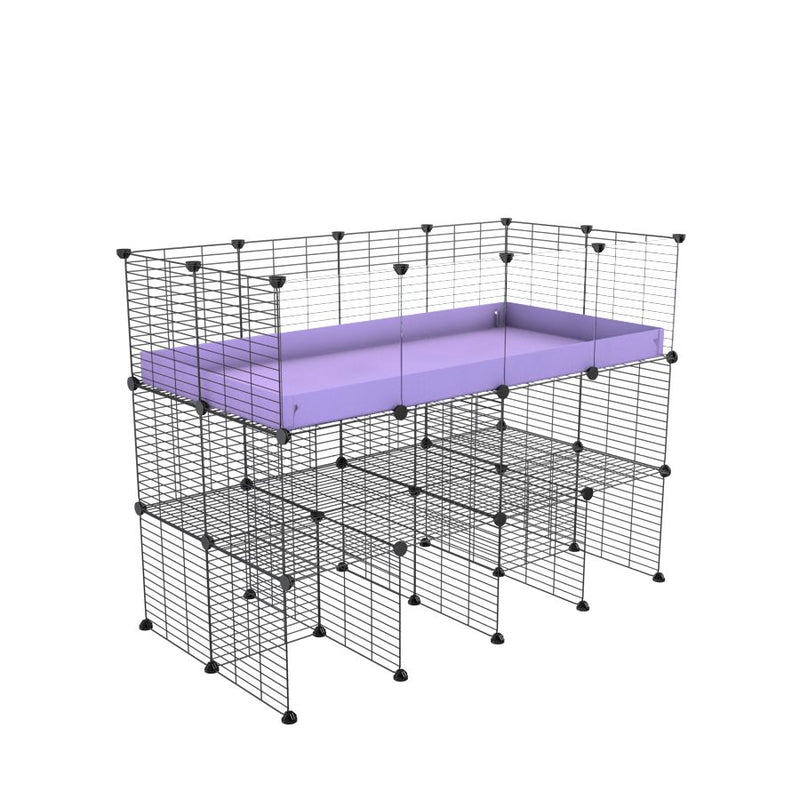 a tall 4x2 C&C guinea pigs cage with clear transparent plexiglass acrylic panels  with a double stand purple coroplast and safe small hole grids sold in USA by kavee