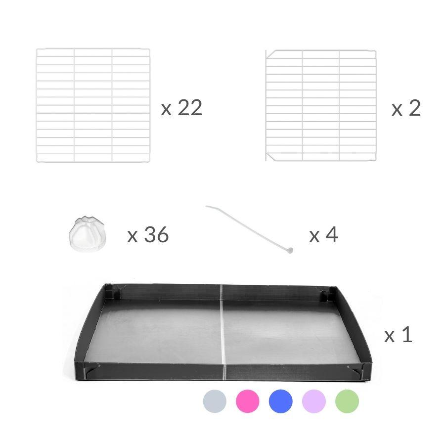 Material for a 4x2 C&C rabbit cage with safe small meshing baby bars white C&C grids and gray coroplast by kavee USA