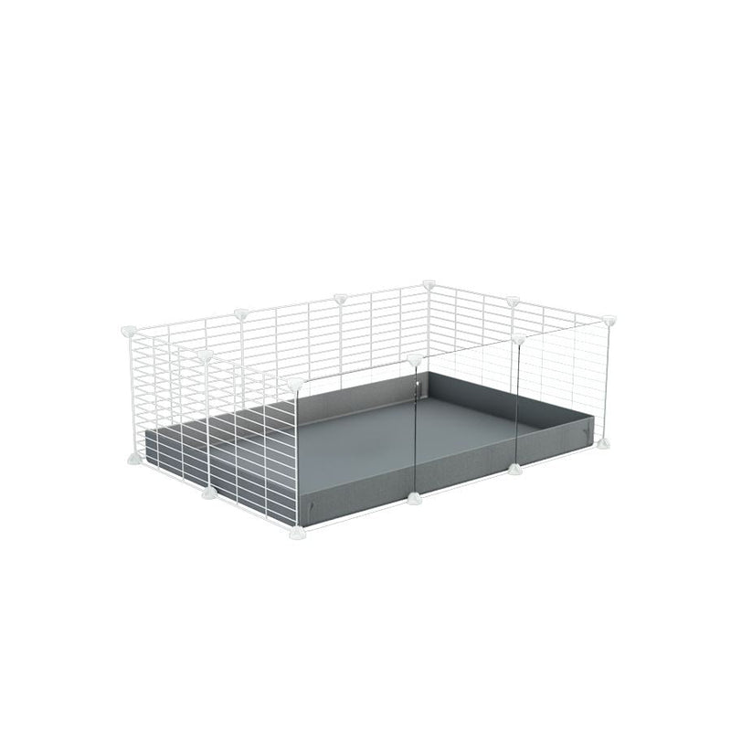 A cheap 3x2 C&C cage with clear transparent perspex acrylic windows  for guinea pig with gray coroplast and baby proof white CC grids from brand kavee