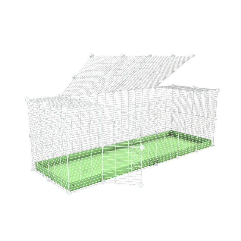 A 6x2 C and C rabbit cage with a top and safe small size baby proof white C and C grids and green coroplast by kavee USA