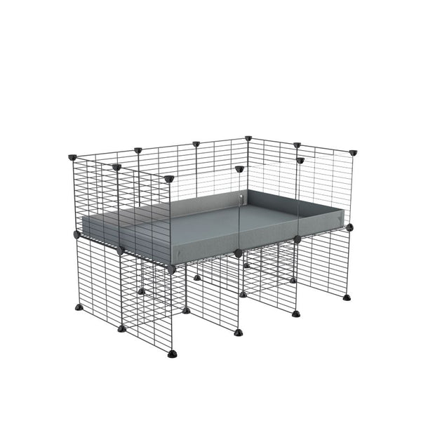a 3x2 CC cage with clear transparent plexiglass acrylic panels  for guinea pigs with a stand gray correx and grids sold in USA by kavee