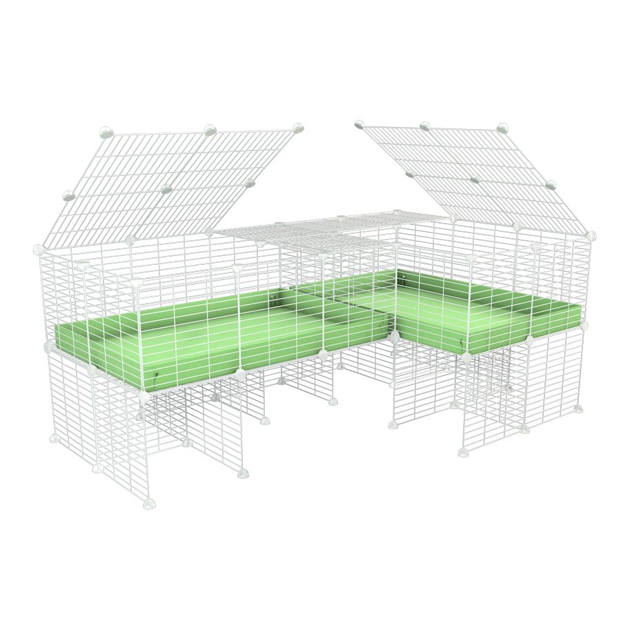 White L-Shape 6x2 C&C Cage with Divider & Stand