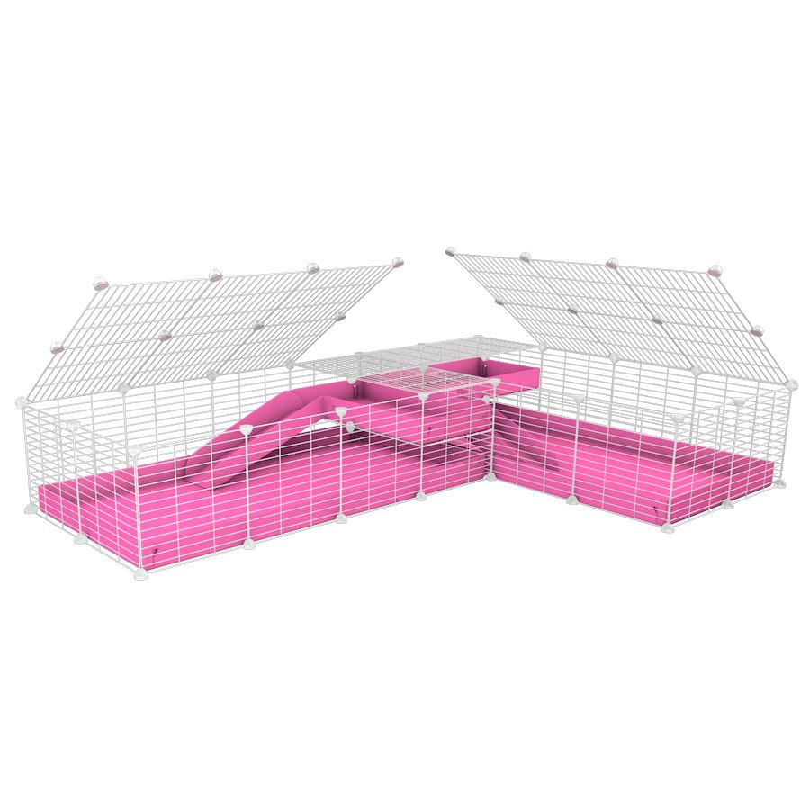 White L-Shape 8x2 C&C Cage with Divider & Loft