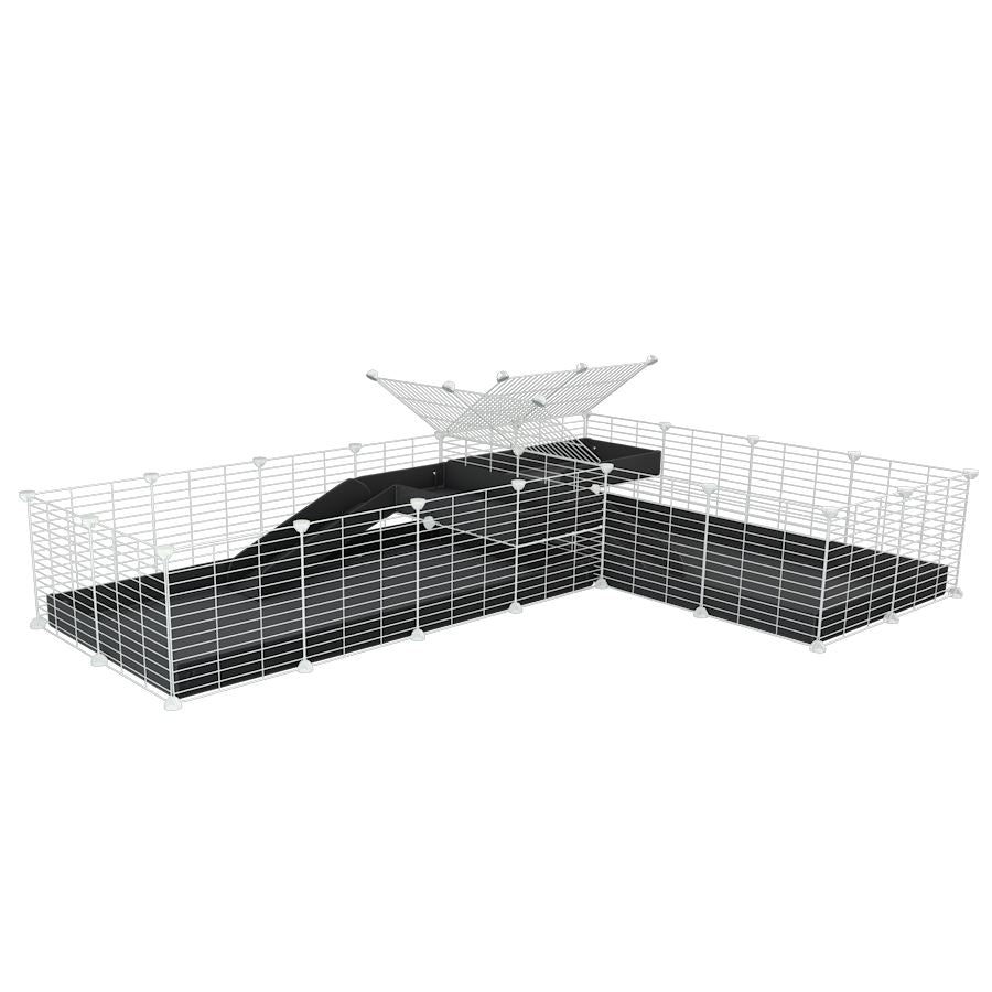 White L-Shape 8x2 C&C Cage with Divider & Loft