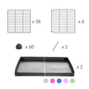 Composition of A 6x2 C and C rabbit cage with lid and safe baby grids green pastel coroplast by kavee USA