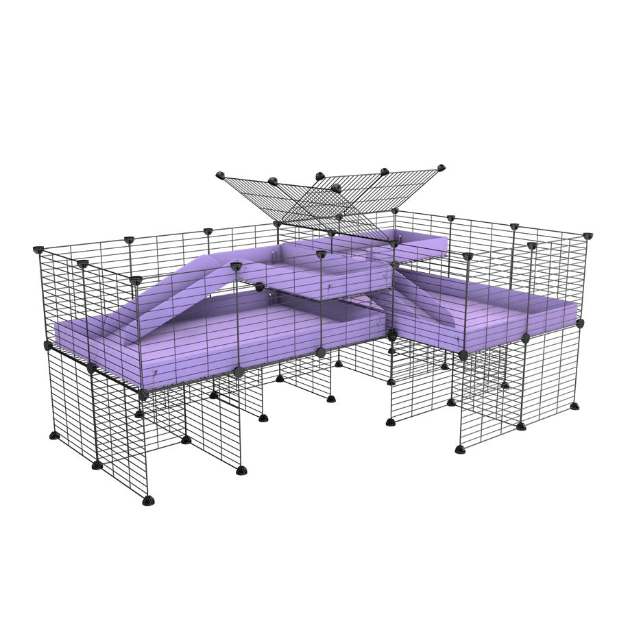 L-Shape 6x2 C&C Cage with Divider, Loft & Stand