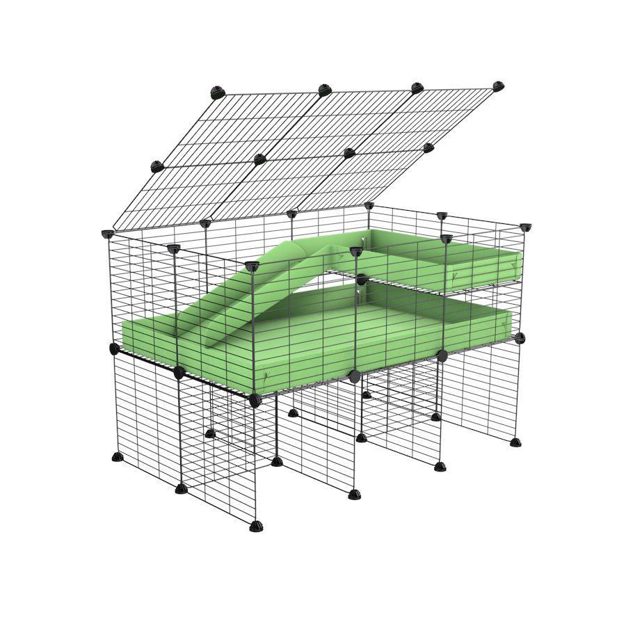 A 2x3 C and C guinea pig cage with stand loft ramp lid small size meshing safe grids green pastel pistachio correx sold in USA