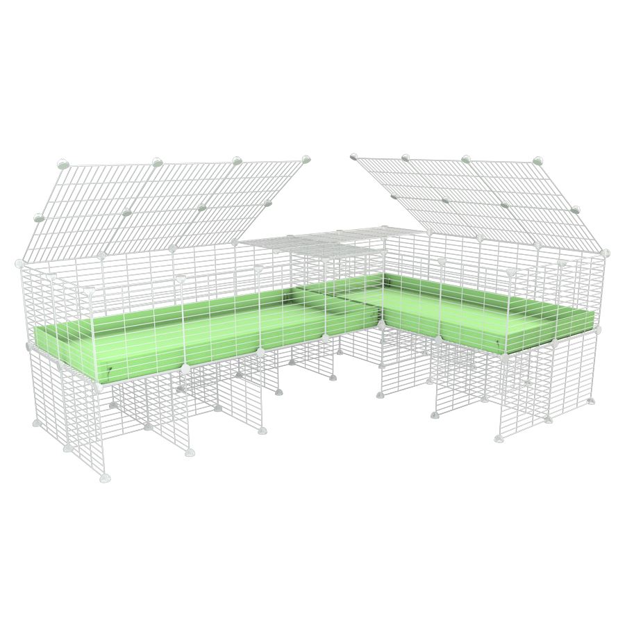 White L-Shape 8x2 C&C Cage with Divider & Stand