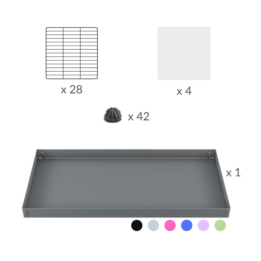 Material for a 4x2 CC cage with clear transparent plexiglass acrylic panels  for guinea pigs with a stand green pastel pistachio correx and grids sold in USA by kavee