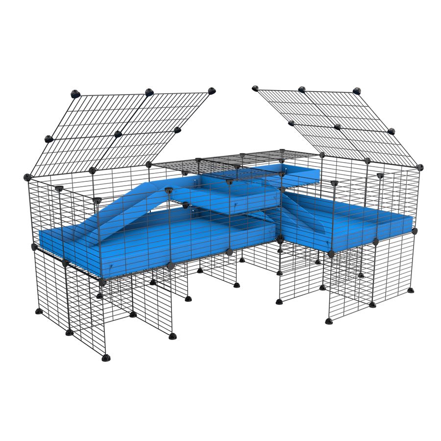 L-Shape 6x2 C&C Cage with Divider, Loft & Stand