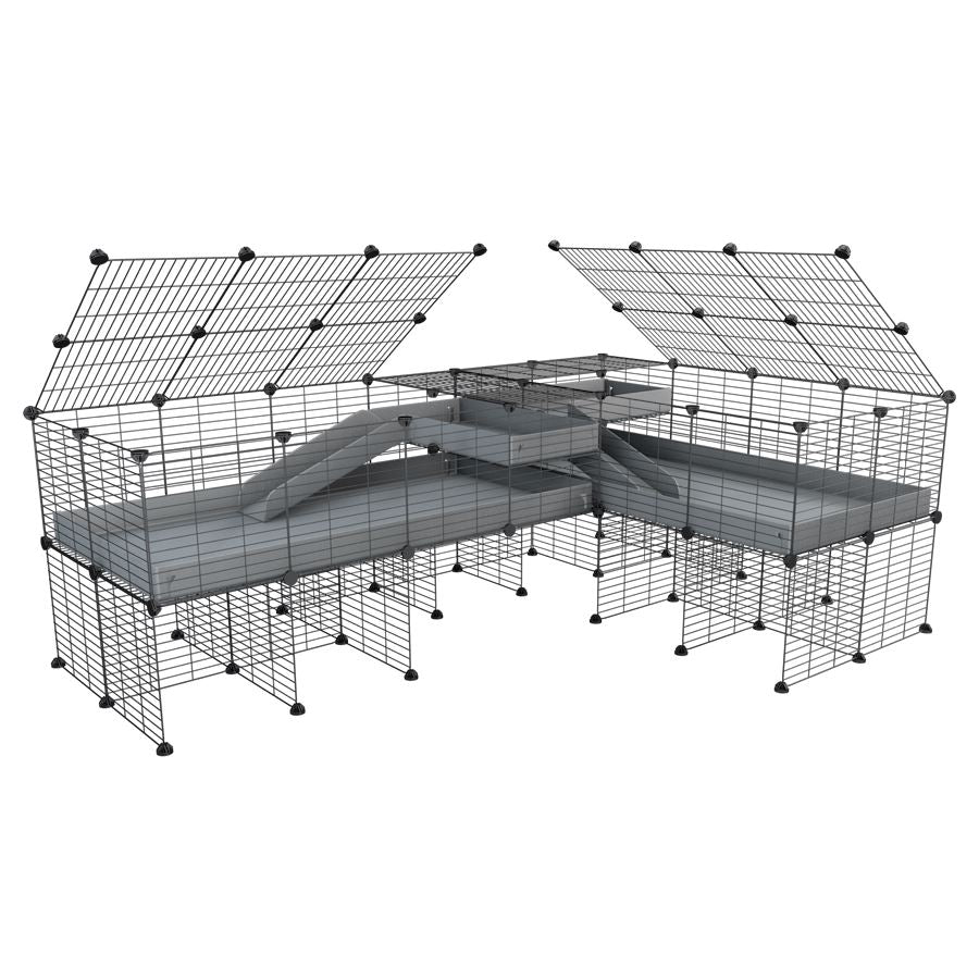 L-Shape 8x2 C&C Cage with Divider, Loft & Stand