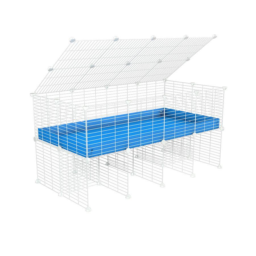 a 4x2 C&C cage for guinea pigs with a stand and a top blue plastic safe white c and c grids by kavee