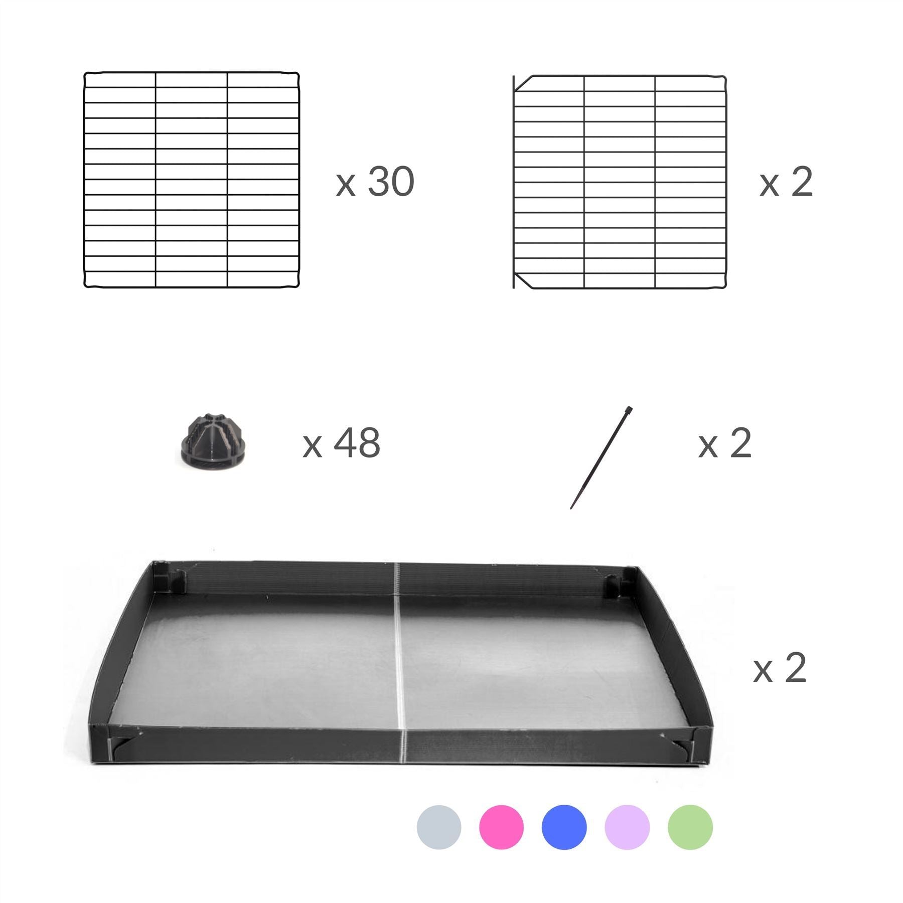 Composition of A 4x2 C&C rabbit cage with top and safe small mesh grids green pistachio coroplast by kavee USA