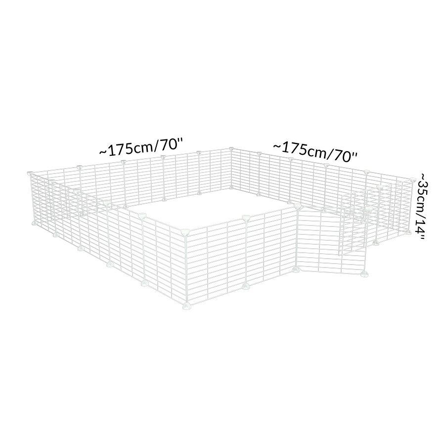 Size of a 5x5 outdoor modular playpen with small hole safe C&C white grids for guinea pigs or Rabbits by brand kavee 