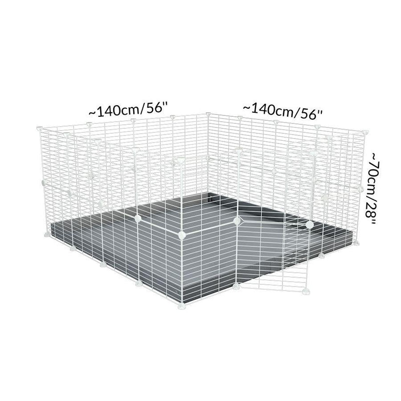 Dimensions of A 4x4 C&C rabbit cage with a top and safe small meshing baby bars white CC grids and gray coroplast by kavee USA