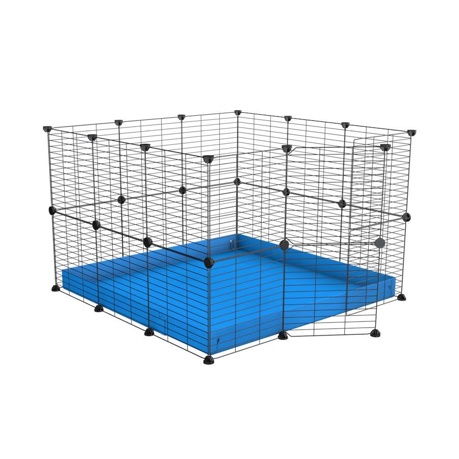 A 3x3 C and C rabbit cage with safe small meshing baby bars grids and blue coroplast by kavee USA