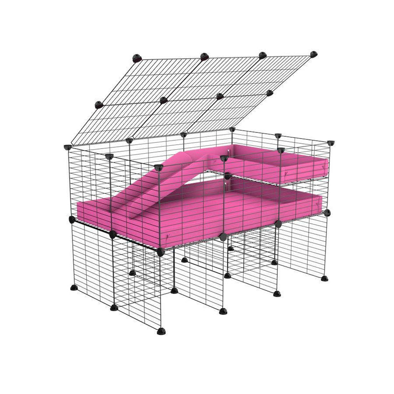 A 2x3 C and C guinea pig cage with stand loft ramp lid small size meshing safe grids pink correx sold in USA