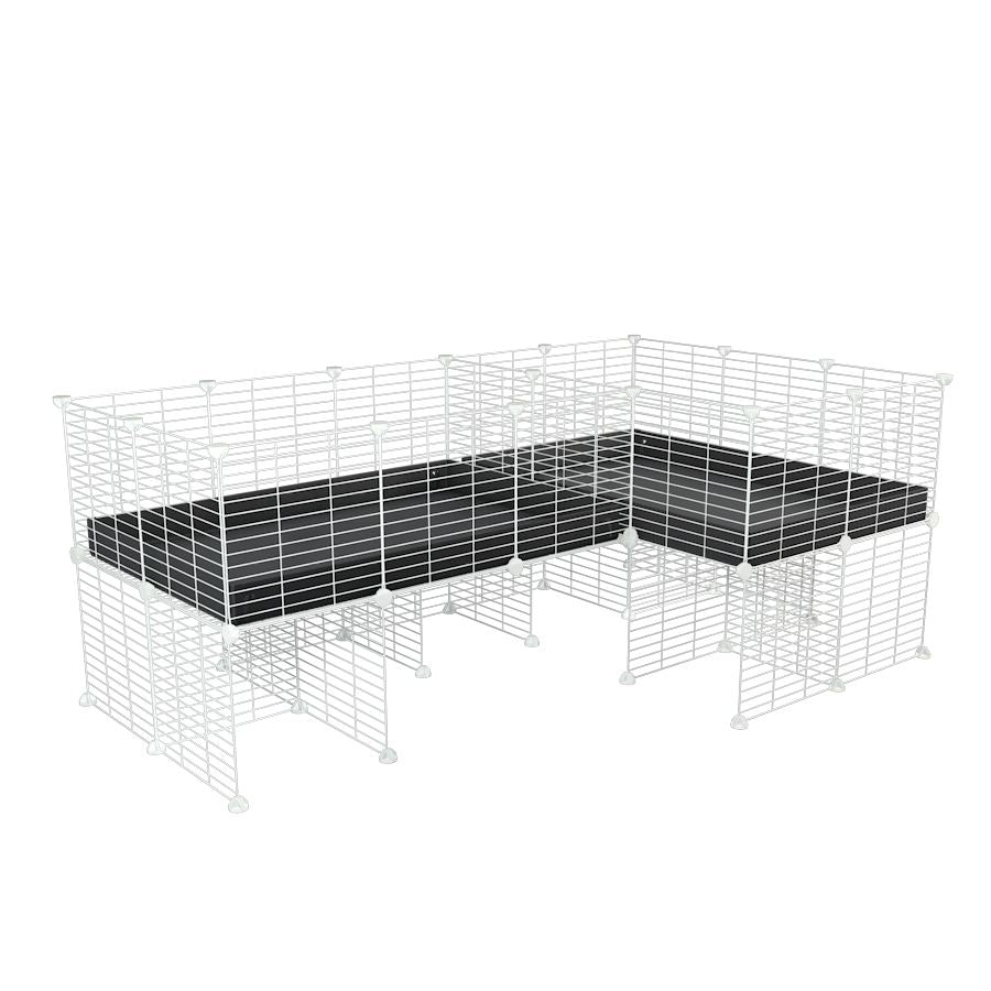 White L-Shape 6x2 C&C Cage with Divider & Stand