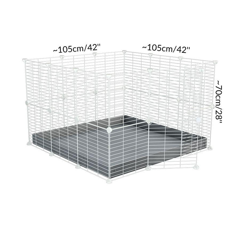 Dimensions of A 3x3 C and C rabbit cage with a lid and safe small size baby proof white grids and gray coroplast by kavee USA
