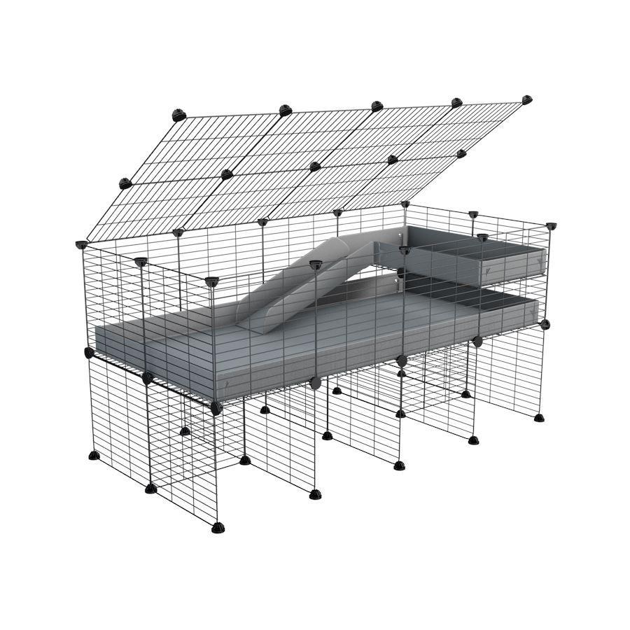 A 2x4 C and C guinea pig cage with stand loft ramp lid small size meshing safe grids gray correx sold in USA