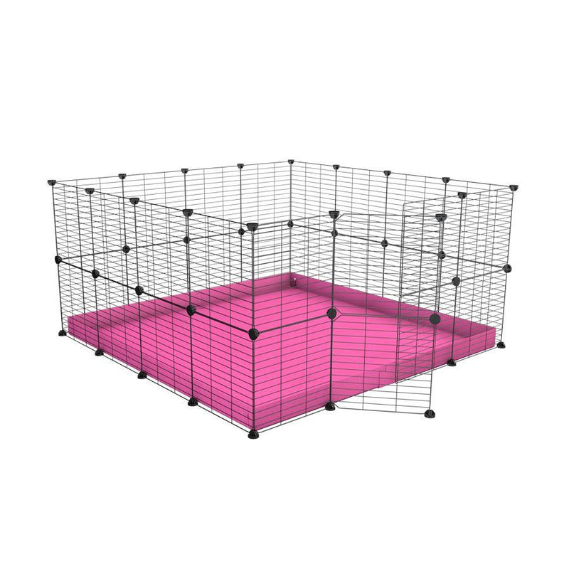A 4x4 C&C rabbit cage with safe small hole grids and pink coroplast by kavee USA