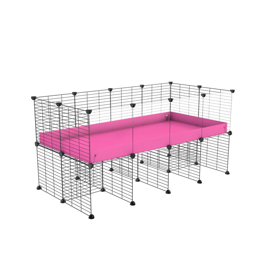 a 4x2 CC cage with clear transparent plexiglass acrylic panels  for guinea pigs with a stand pink correx and grids sold in USA by kavee