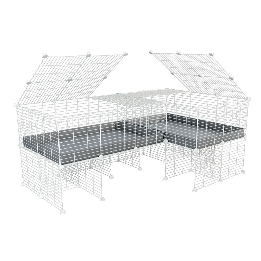 White L-Shape 6x2 C&C Cage with Divider & Stand