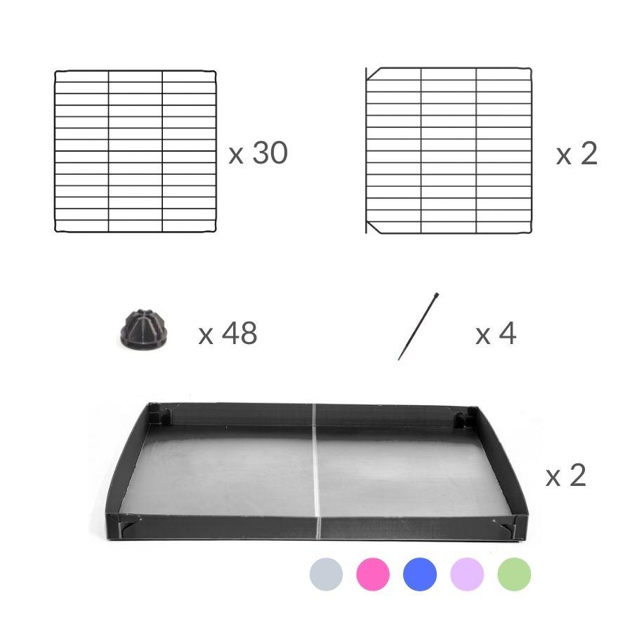 Material for A 4x4 C&C rabbit cage with safe baby bars grids and blue coroplast by kavee USA