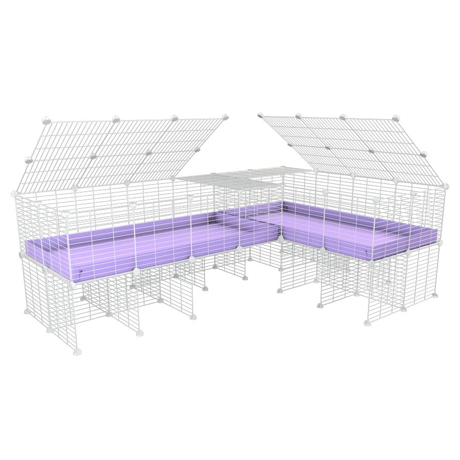 White L-Shape 8x2 C&C Cage with Divider & Stand