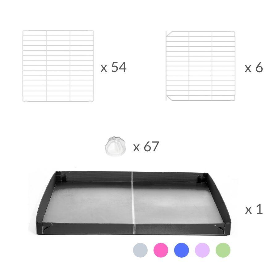 Material for a tall 4x2 C&C guinea pigs cage with a top a double stand gray coroplast and safe small hole white CC grids sold in USA by kavee