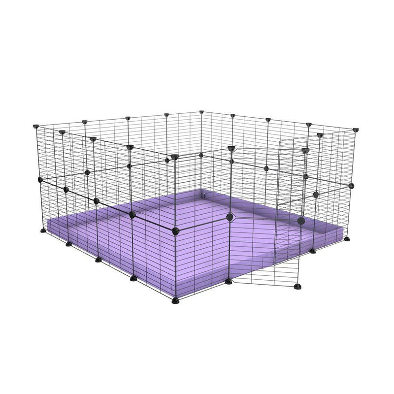 A 4x4 C&C rabbit cage with safe small meshing baby bars grids and purple coroplast by kavee USA