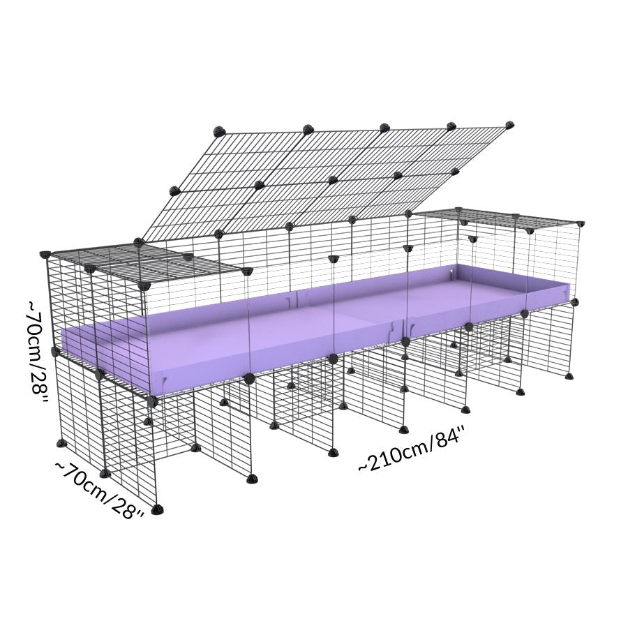 Size of a 6x2 CC cage with clear transparent plexiglass acrylic panels  for guinea pigs with a stand purple lilac pastel correx and grids sold in USA by kavee