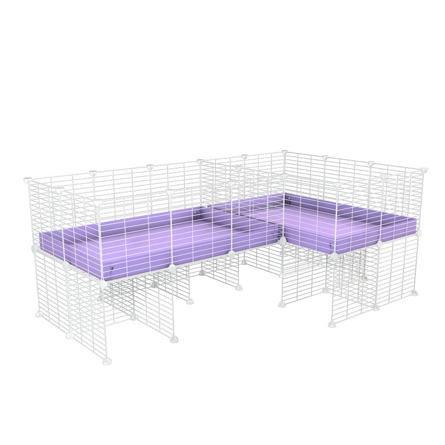 White L-Shape 6x2 C&C Cage with Divider & Stand