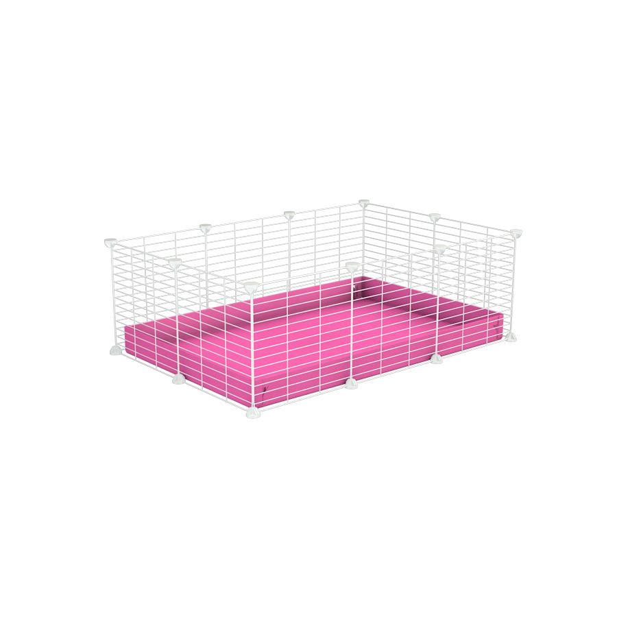 A cheap 3x2 C&C cage for guinea pig with pink coroplast and baby proof white C&C grids from brand kavee