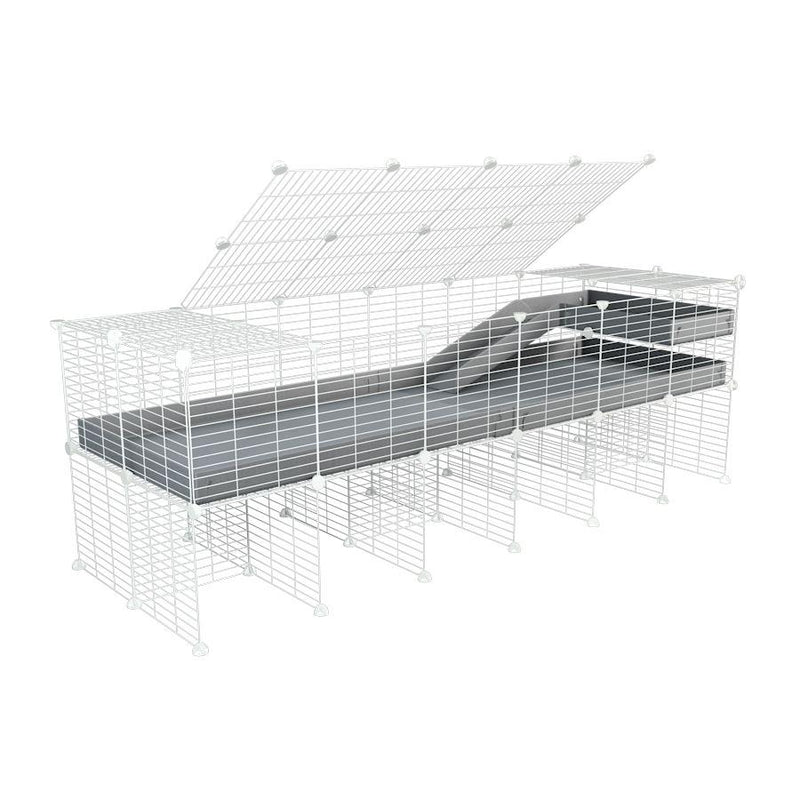 A 2x6 C and C guinea pig cage with stand loft ramp lid small size meshing safe white grids gray correx sold in USA