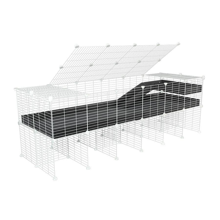 A 2x6 C and C guinea pig cage with stand loft ramp lid small size meshing safe white grids black correx sold in USA