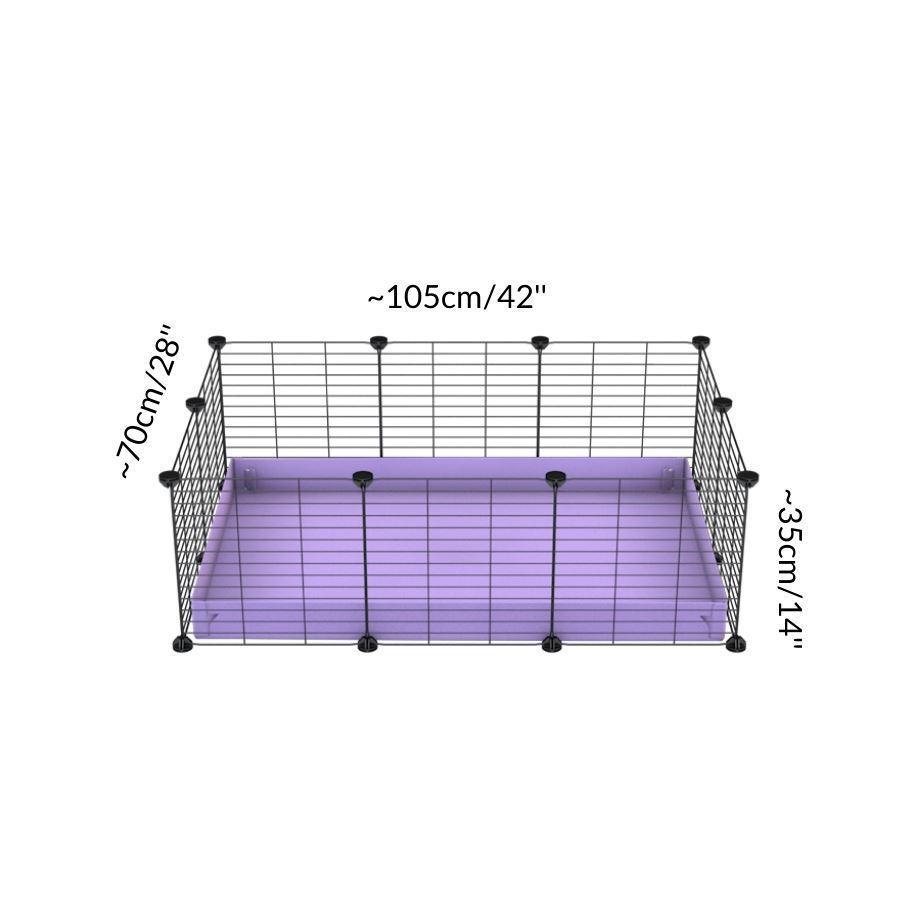 Size of A cheap 3x2 C&C cage for guinea pig with purple lilac pastel coroplast and baby grids from brand kavee