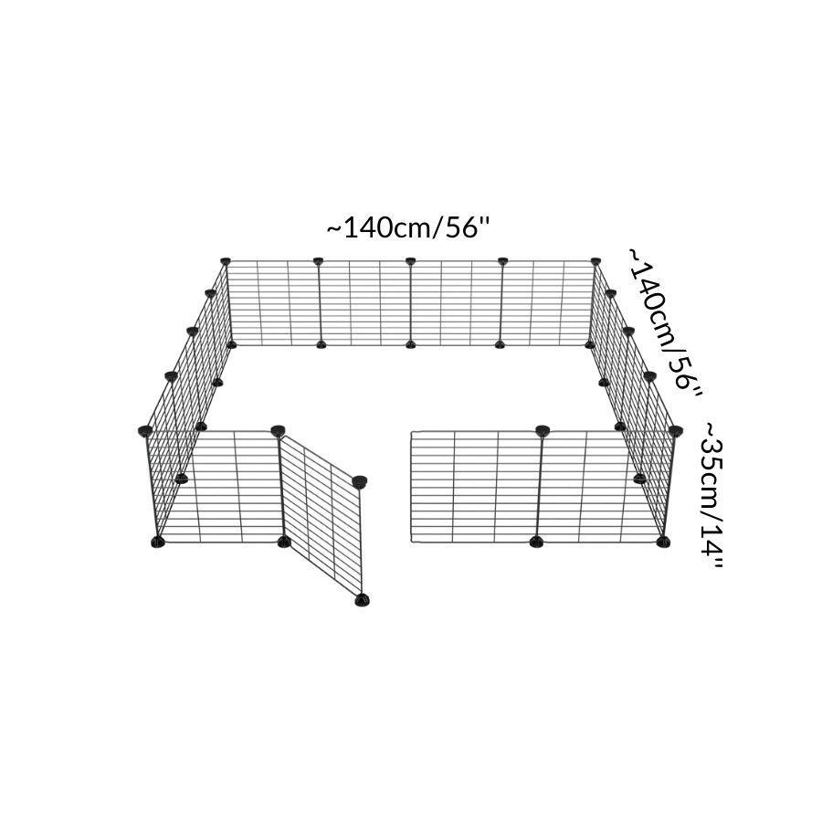 Dimensions of a 4x4 outdoor modular run with baby bars safe C&C grids for guinea pigs or Rabbits by brand kavee 