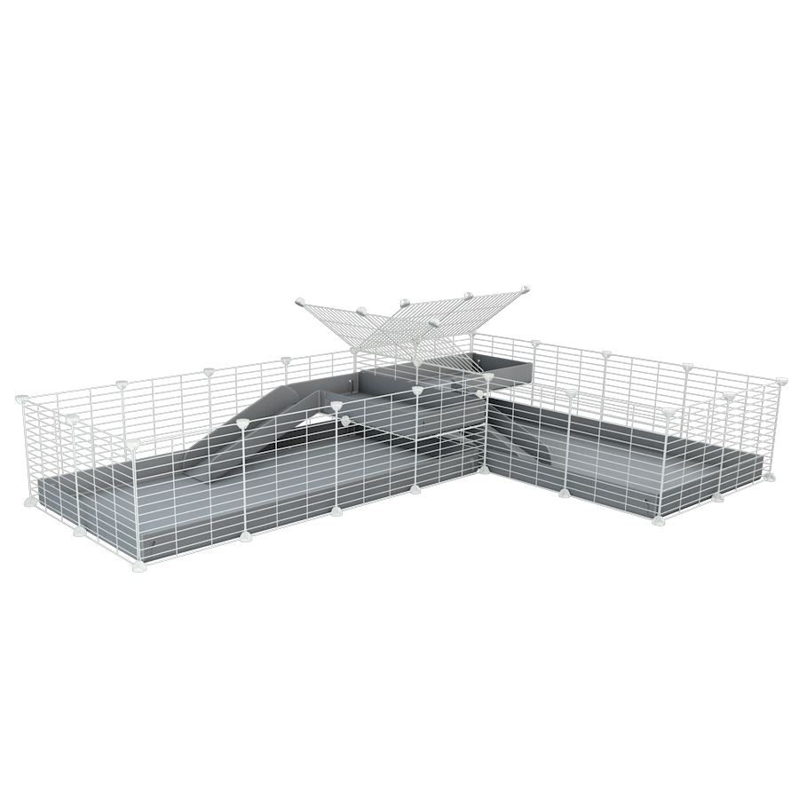 White L-Shape 8x2 C&C Cage with Divider & Loft