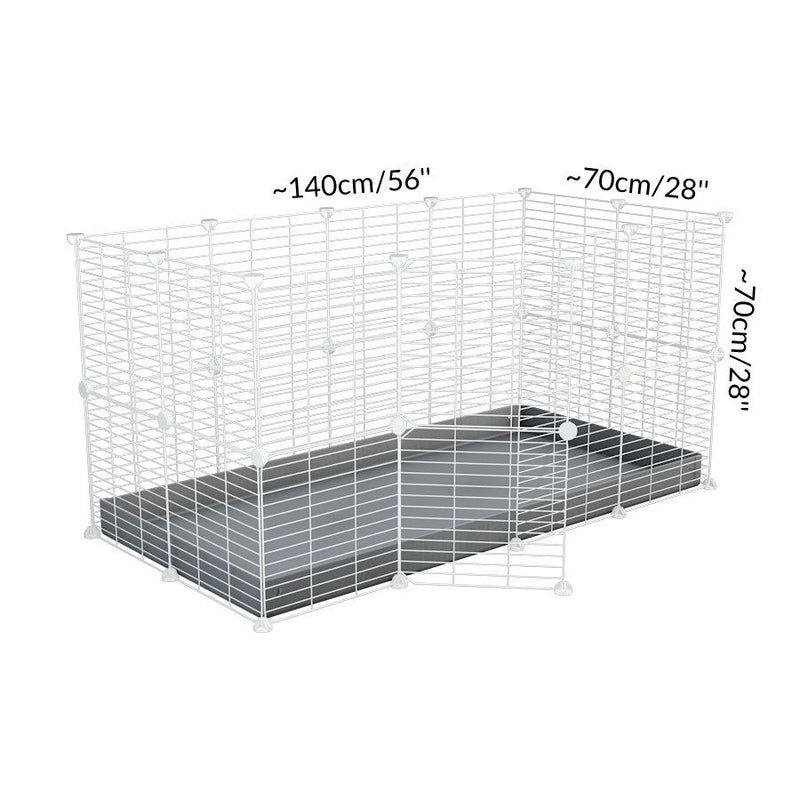 Size of A 4x2 C&C rabbit cage with a lid and safe small meshing baby bars white C&C grids and gray coroplast by kavee USA