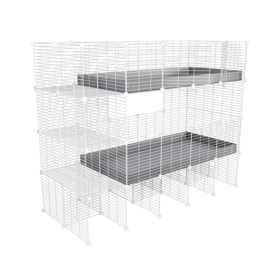 White Two Tier 4x2 C&C Cage with Stand & Storage